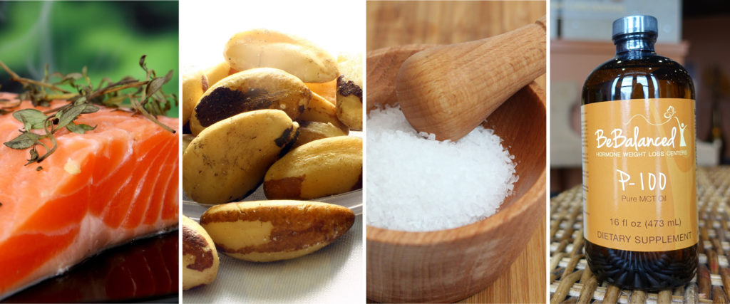 Salmon, nuts, salt and BeBalanced product to help with thyroid