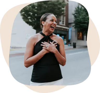 woman laughing in frame