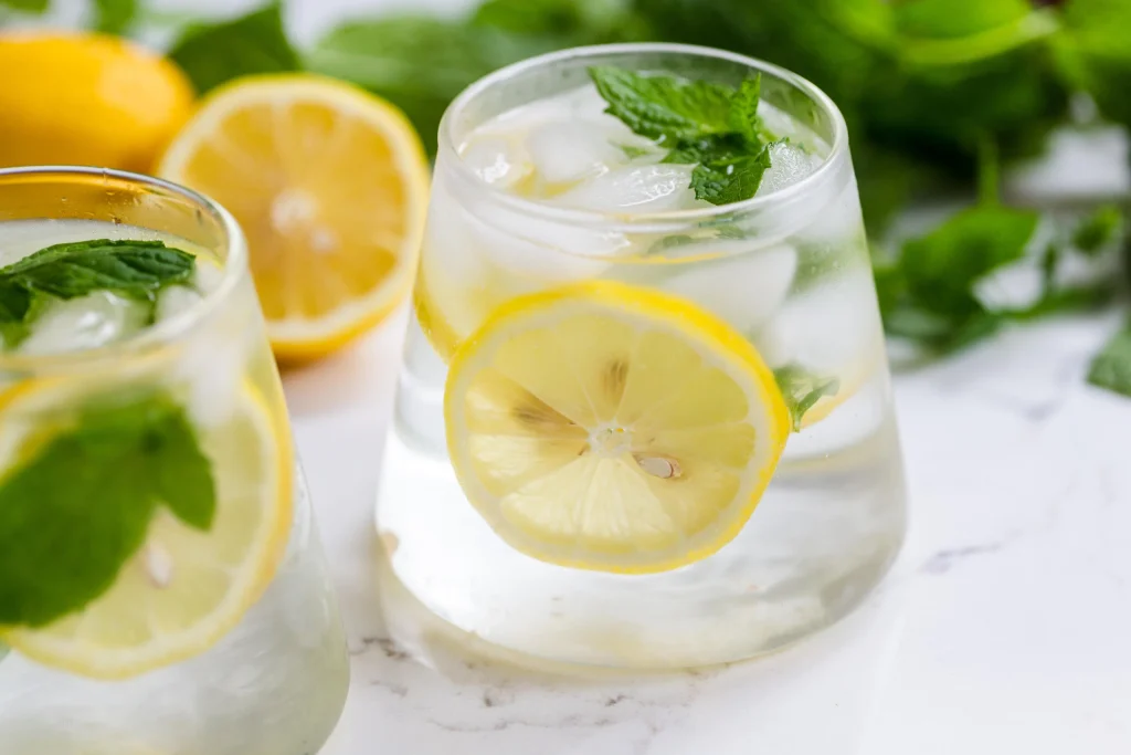 Mellow mint alkalizer drink with lemon