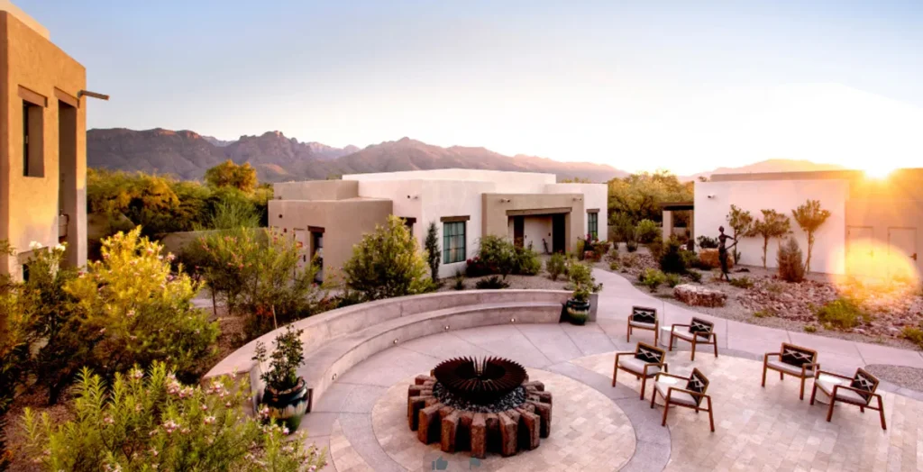 outdoor patios and views from the Canyon Ranch in Tucson, AZ